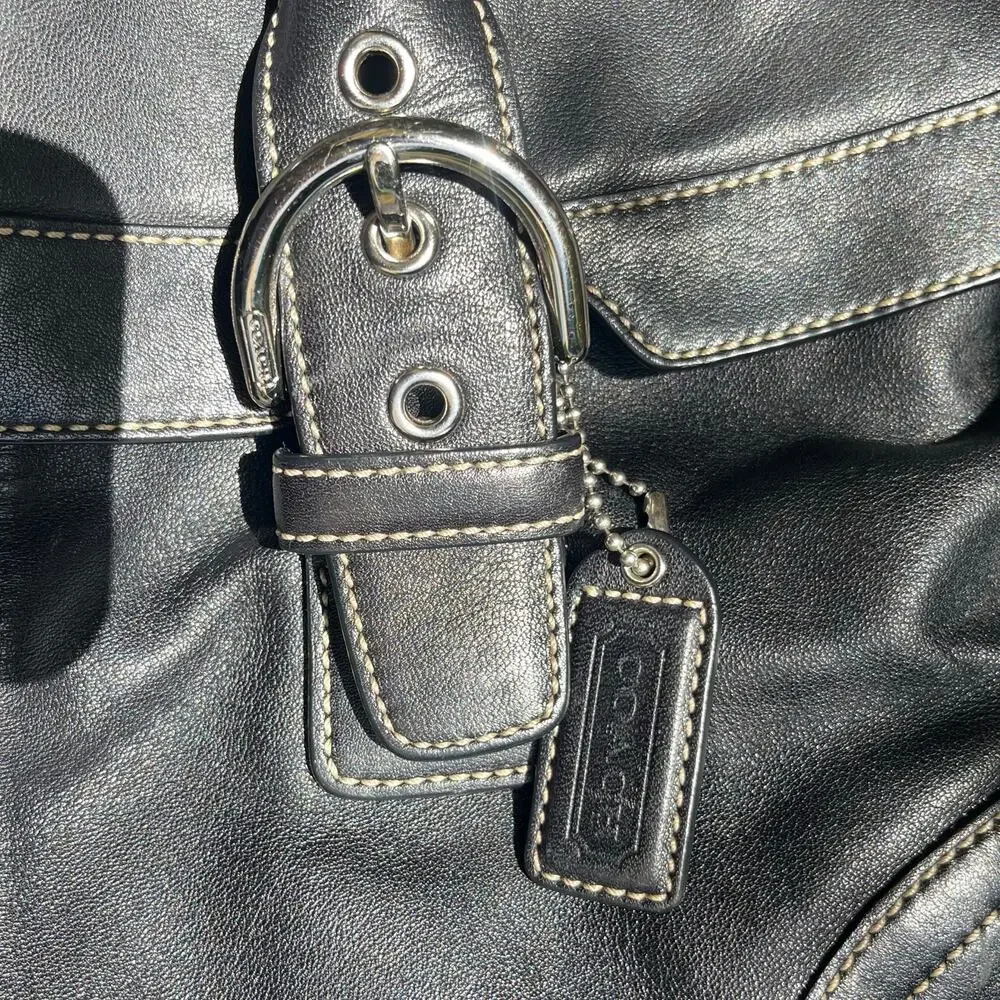 Coach Vintage Soho Black Leather Flap Shoulder Bag 9636 Y2K
